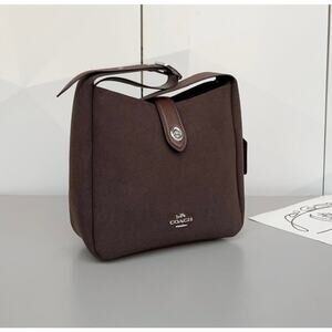Coach Hadley Suede Crossbody Convertible Bag Dark Chocolate Brown Purse